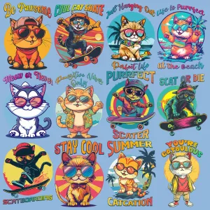 11 Funny Cat Designs Bundle PNG