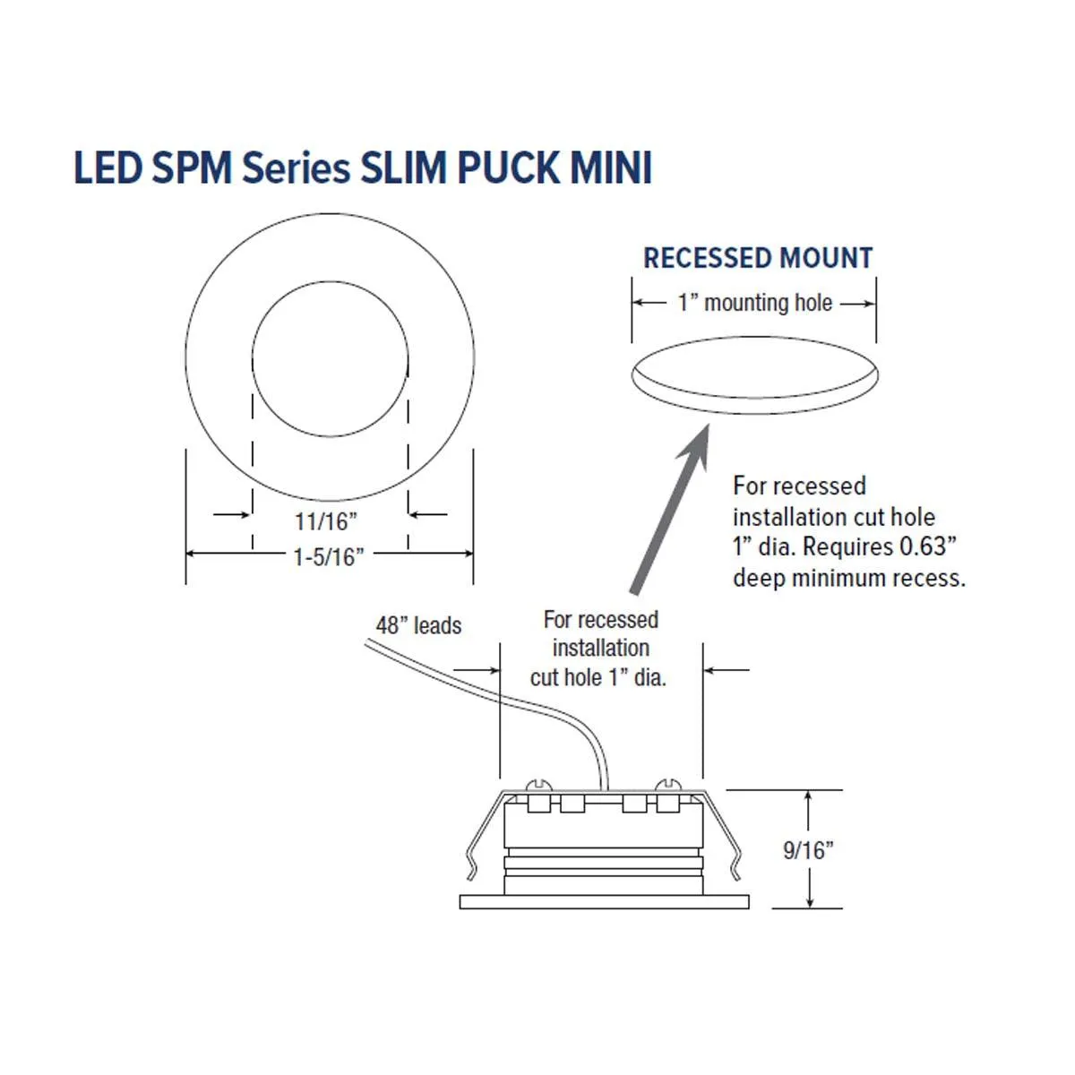 12VDC Recess Mount LED Slim Puck Mini, 4000K, 95 Lumens, Brushed Nickel