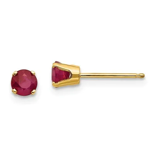 14KT GOLD 0 .70 CTW ROUND RUBY STUD EARRINGS