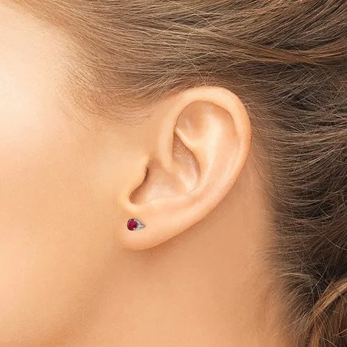 14KT GOLD 0 .70 CTW ROUND RUBY STUD EARRINGS