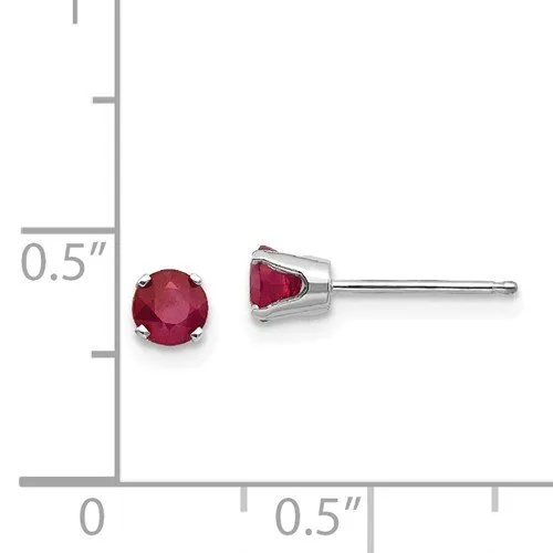 14KT GOLD 0 .70 CTW ROUND RUBY STUD EARRINGS