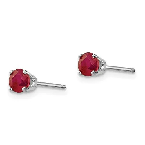 14KT GOLD 0 .70 CTW ROUND RUBY STUD EARRINGS