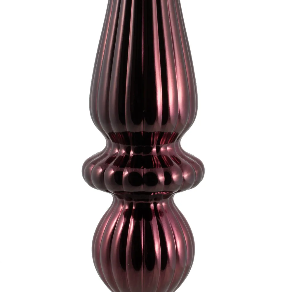 14" Burgundy Shiny Finial Drop Christmas Ornament UV Treated with Wired Cap