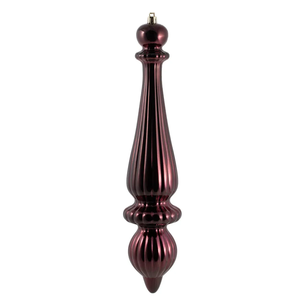 14" Burgundy Shiny Finial Drop Christmas Ornament UV Treated with Wired Cap