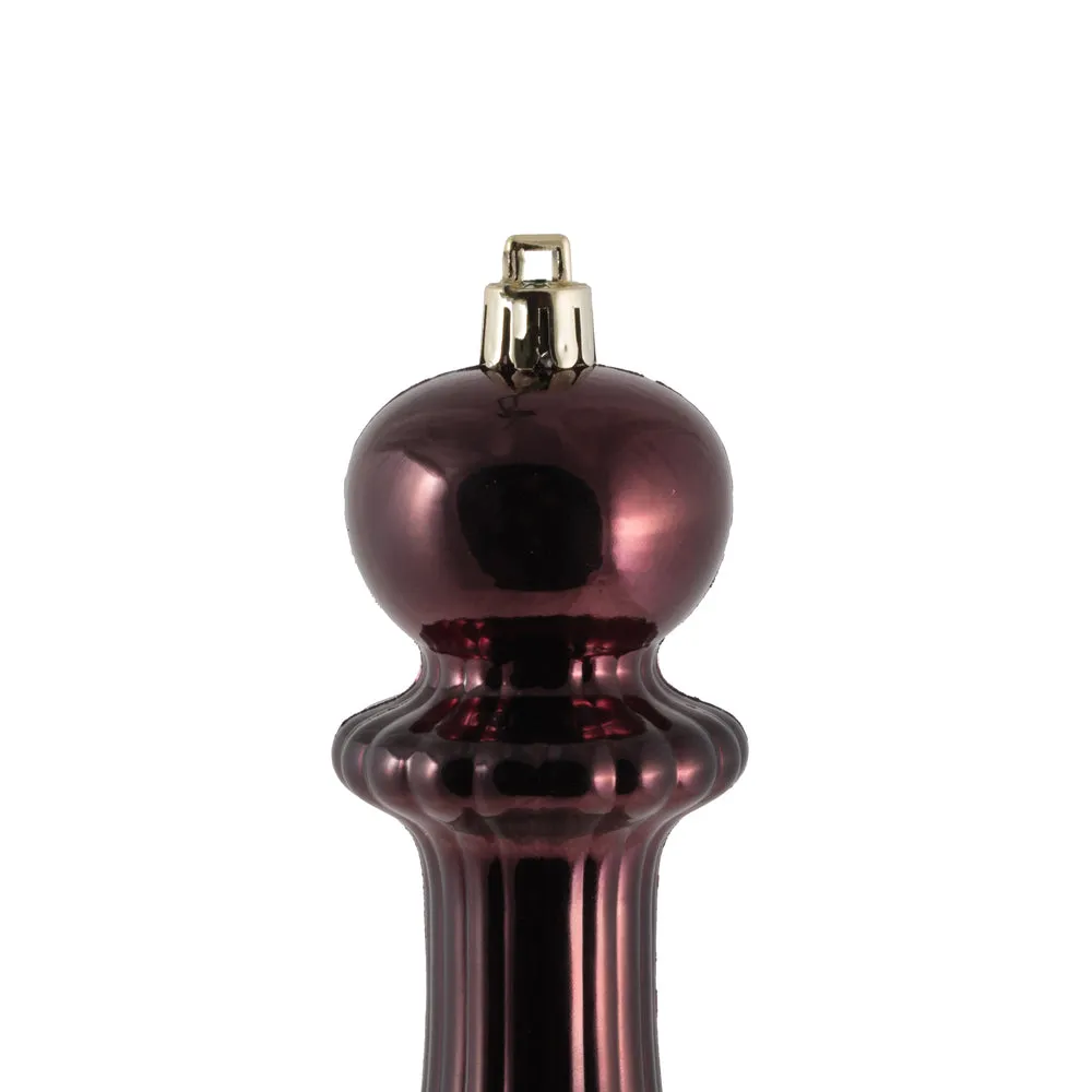 14" Burgundy Shiny Finial Drop Christmas Ornament UV Treated with Wired Cap