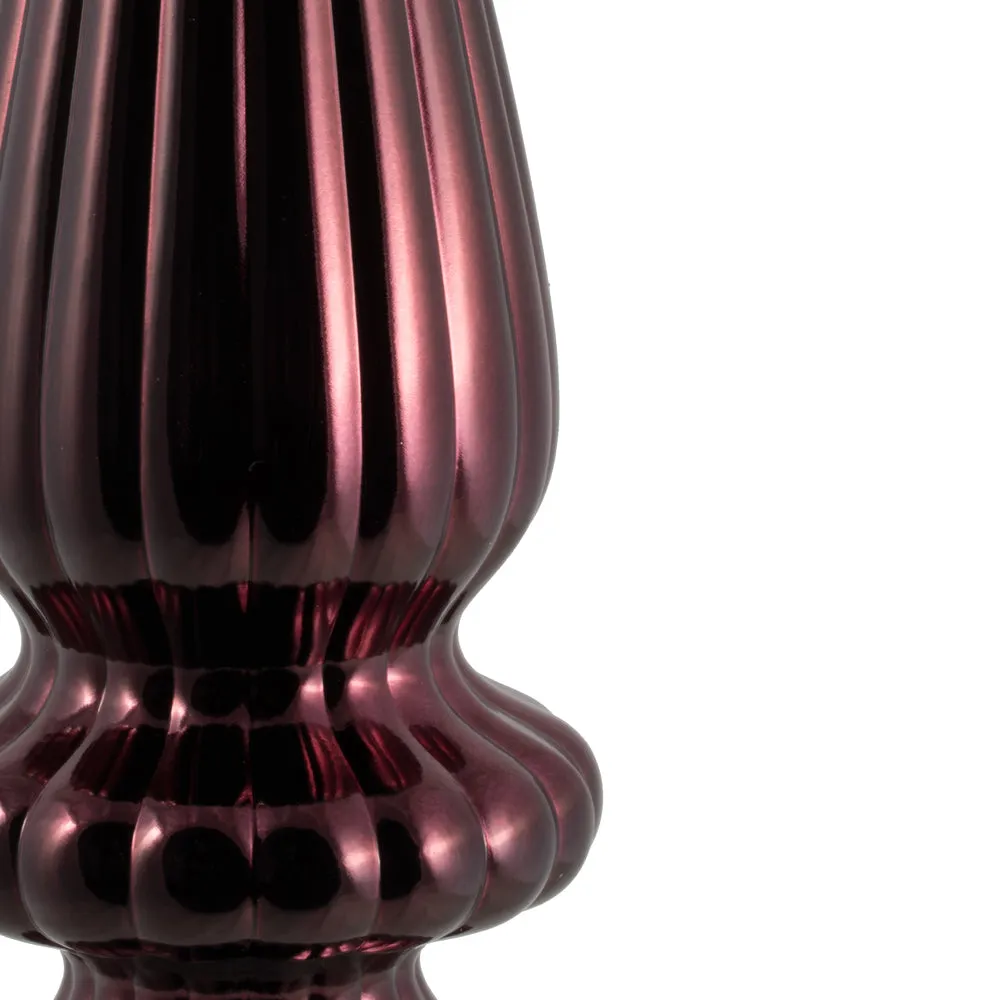 14" Burgundy Shiny Finial Drop Christmas Ornament UV Treated with Wired Cap