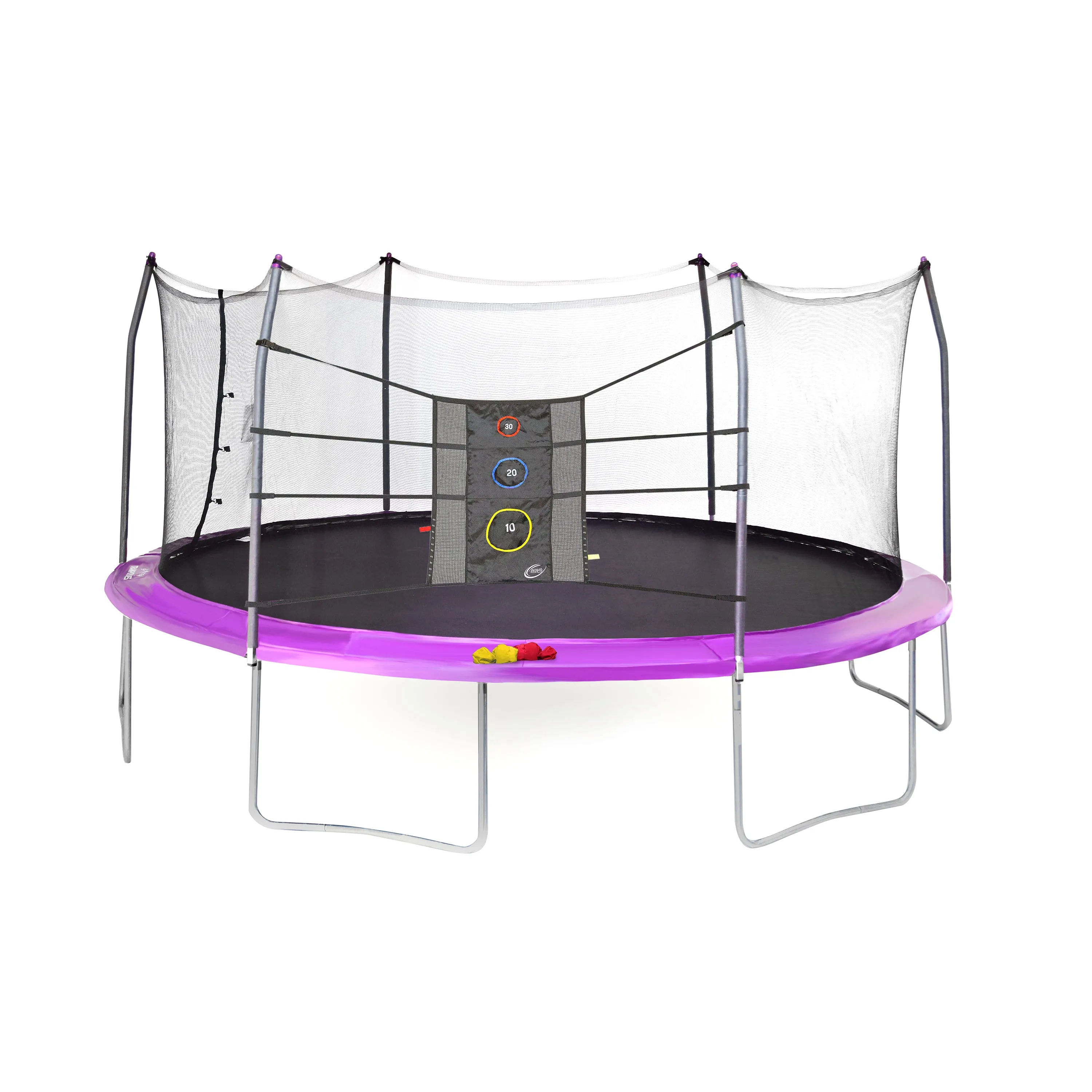 17' Oval with Enclosure Net and Triple Toss Game - Purple