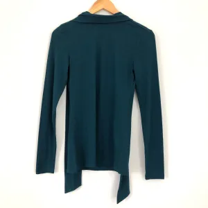 1901 Dark Teal Tie Back Mock Neck Long Sleeve Top- Size XS