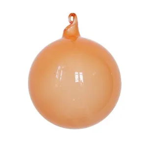 3" Peach Bubblegum Glass Ornament Box Of 6