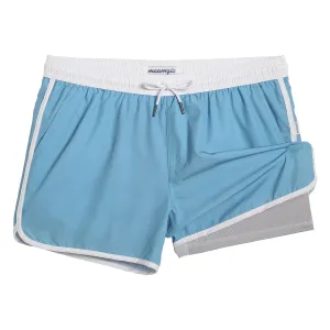 4.5 Inseam 2 in 1 Stretch Short Liner Blue Grey Swim Shorts