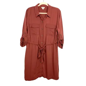 A New Approach Brick Button Up Belted Dress- Size L