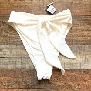 Abercrombie & Fitch Off White High Leg Cheeky Front Twist Bikini Bottom NWT- Size M (We have matching top)