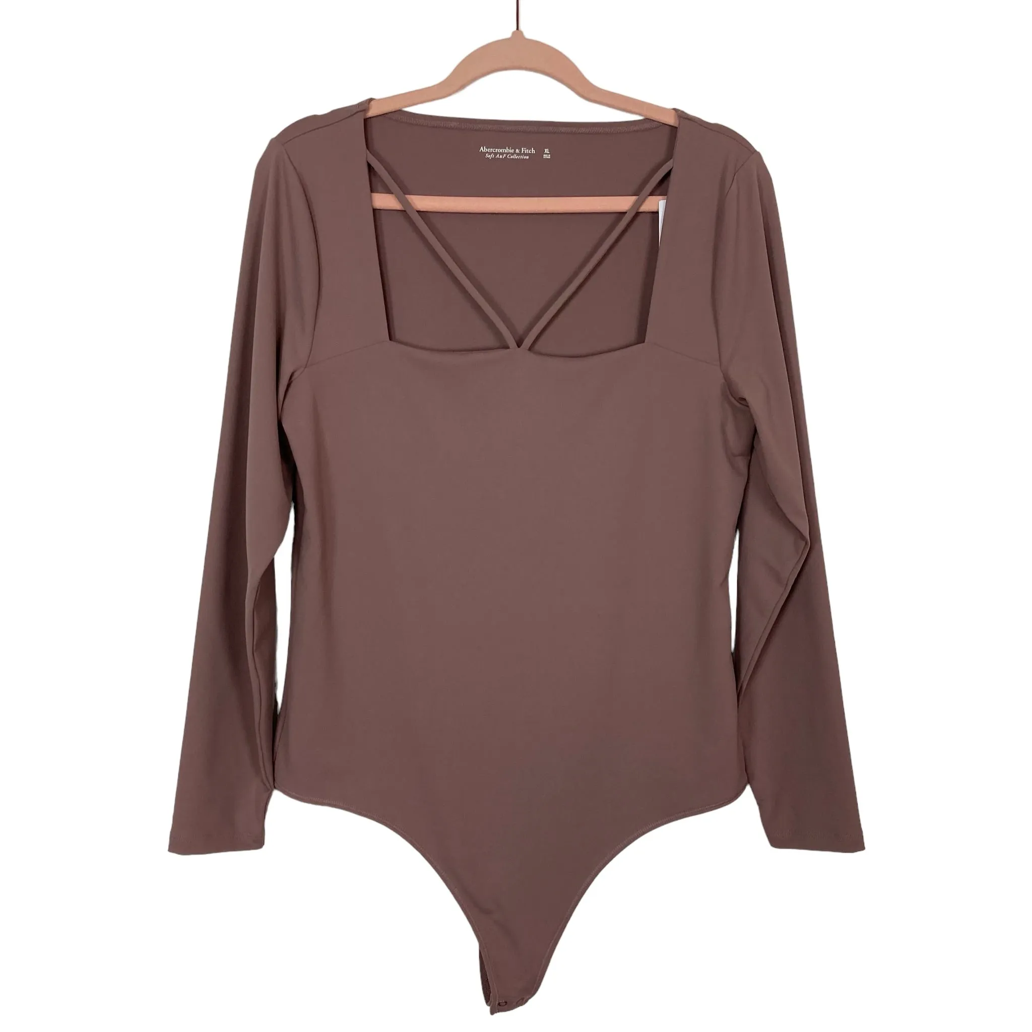 Abercrombie & Fitch Taupe Strappy Squareneck Bodysuit NWT- Size XL