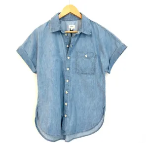 ABLE Denim Short Sleeve Button Up Blouse- Size XS