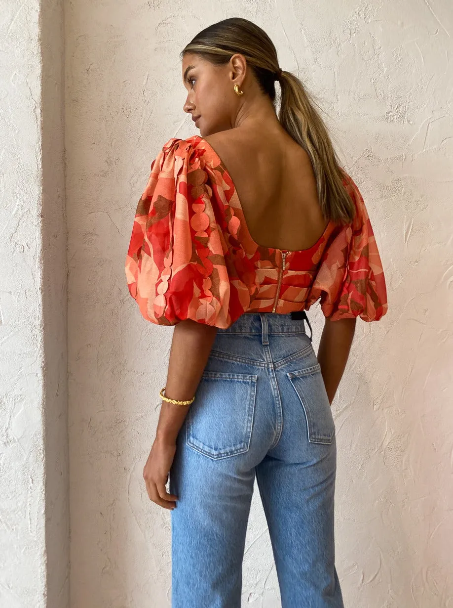 Acler Thurston Top in Amber Bloom