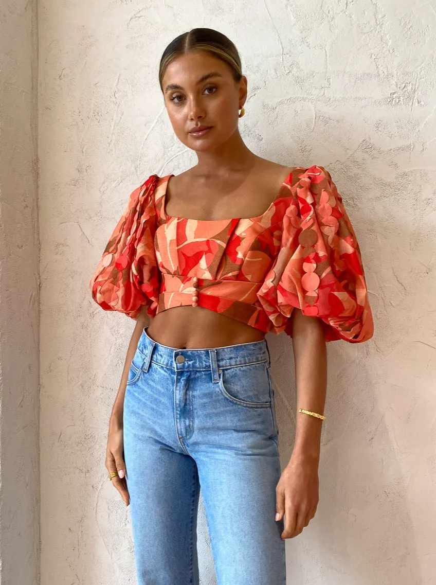 Acler Thurston Top in Amber Bloom