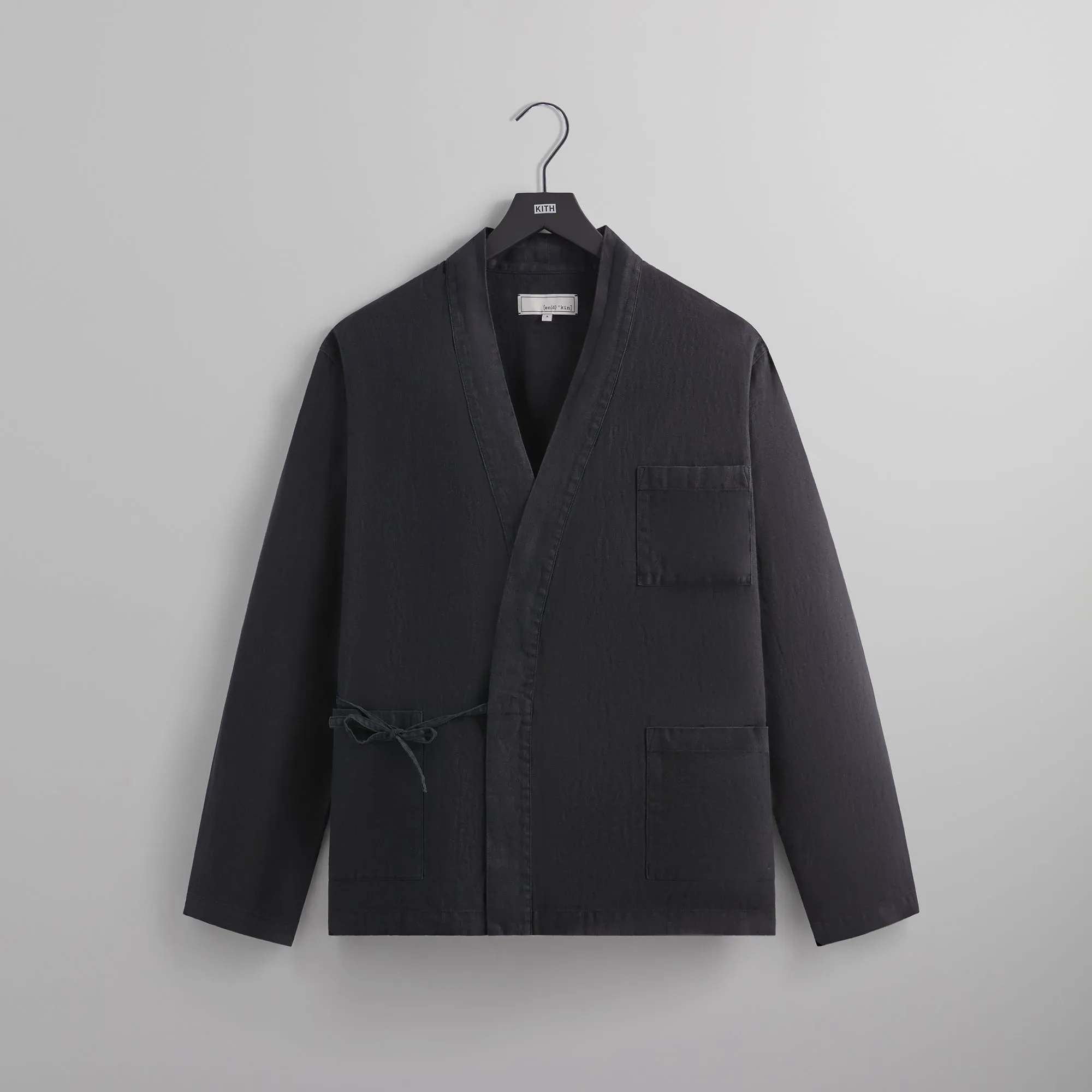 &Kin Herringbone Linen Karter Long Sleeve Gi - Black