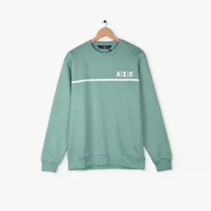 AX - Men 'Sea Green' Printed Fleece Sweatshirt AX364