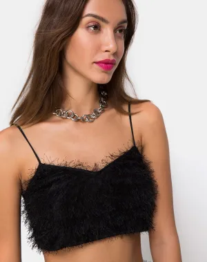 Balien Crop Top in Fringe Black