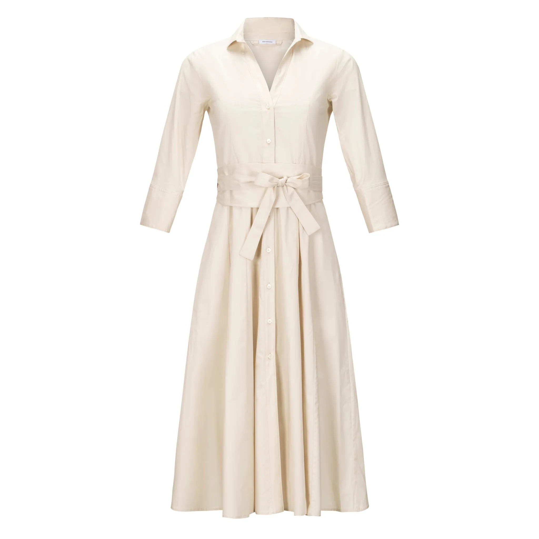 Belted Shirt Dress - Light Beige