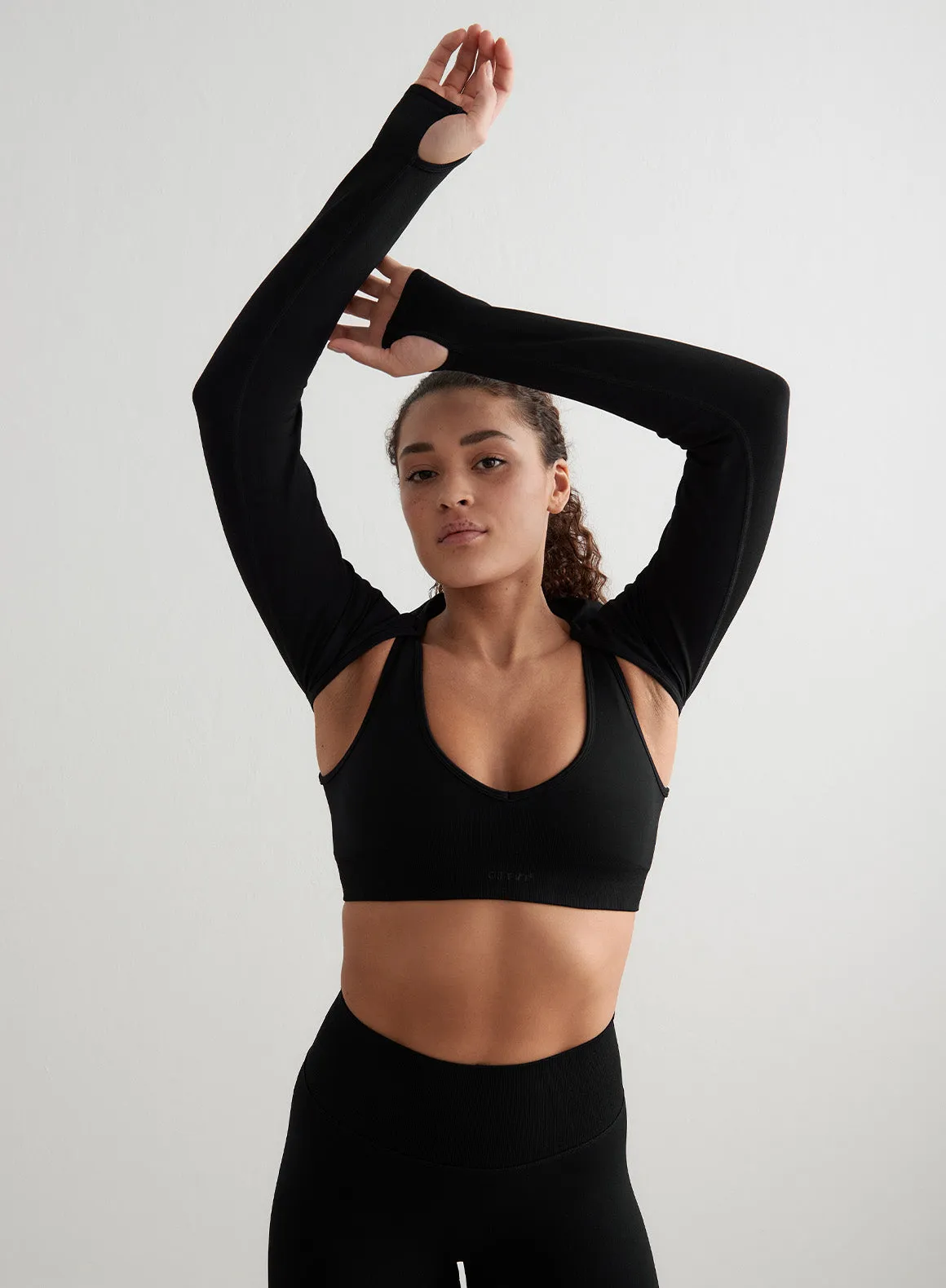 Black Shape Seamless Long Sleeve Bolero