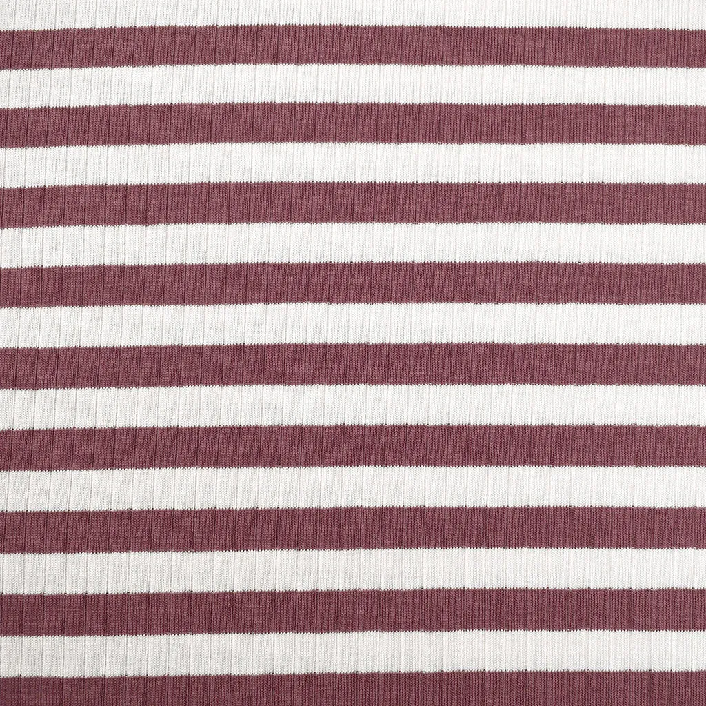 Breton Stripe Rib Jersey Knit Lilac/Vanilla