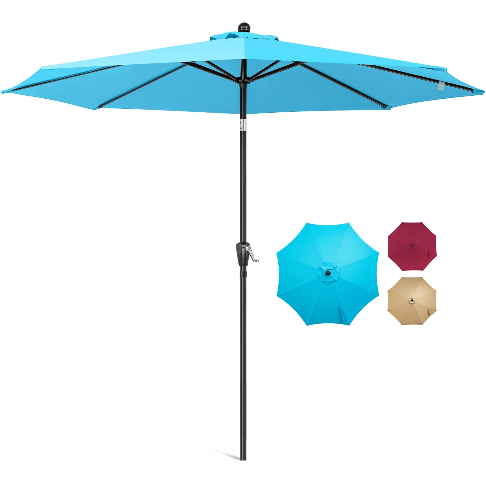 COOS BAY 10' Patio Umbrella Outdoor Market Table Umbrella with Push Button Tilt and Crank for Garden, Deck, Backyard, Pool and Beach, 8 Ribs