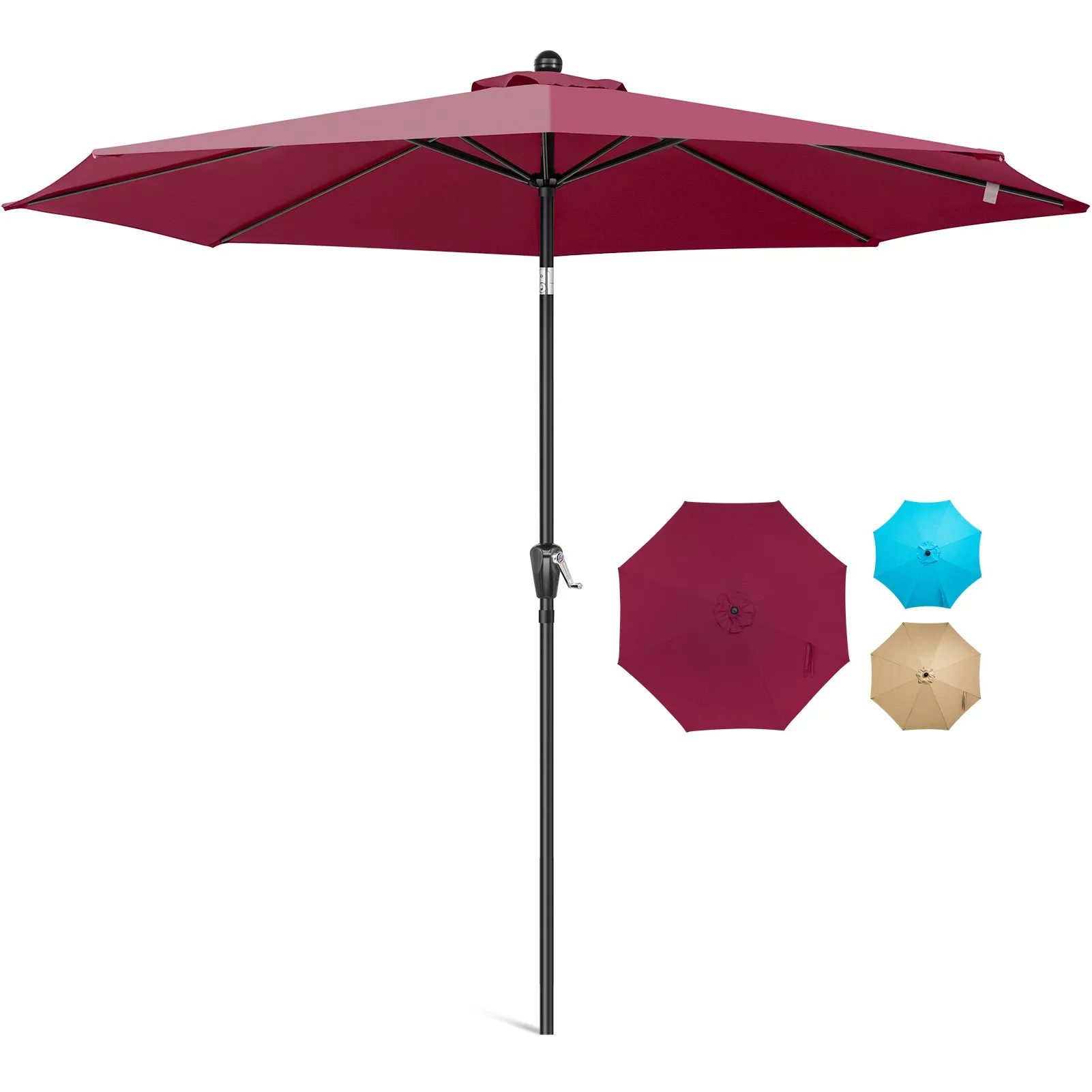 COOS BAY 10' Patio Umbrella Outdoor Market Table Umbrella with Push Button Tilt and Crank for Garden, Deck, Backyard, Pool and Beach, 8 Ribs