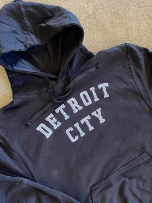 Detroit City Hooded Fleece Pullover / White   Black / Unisex