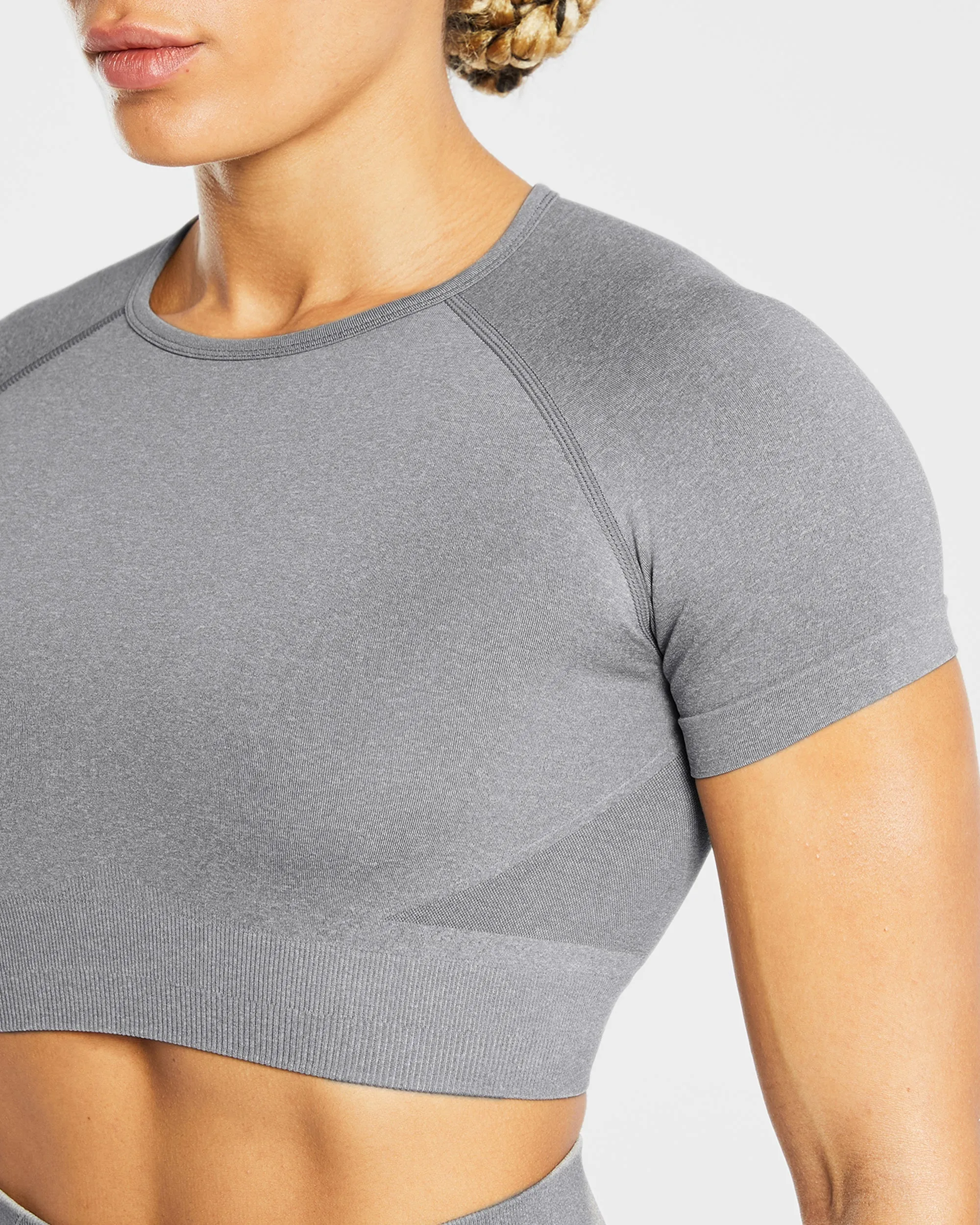 Empower Seamless Crop Top - Grey Marl