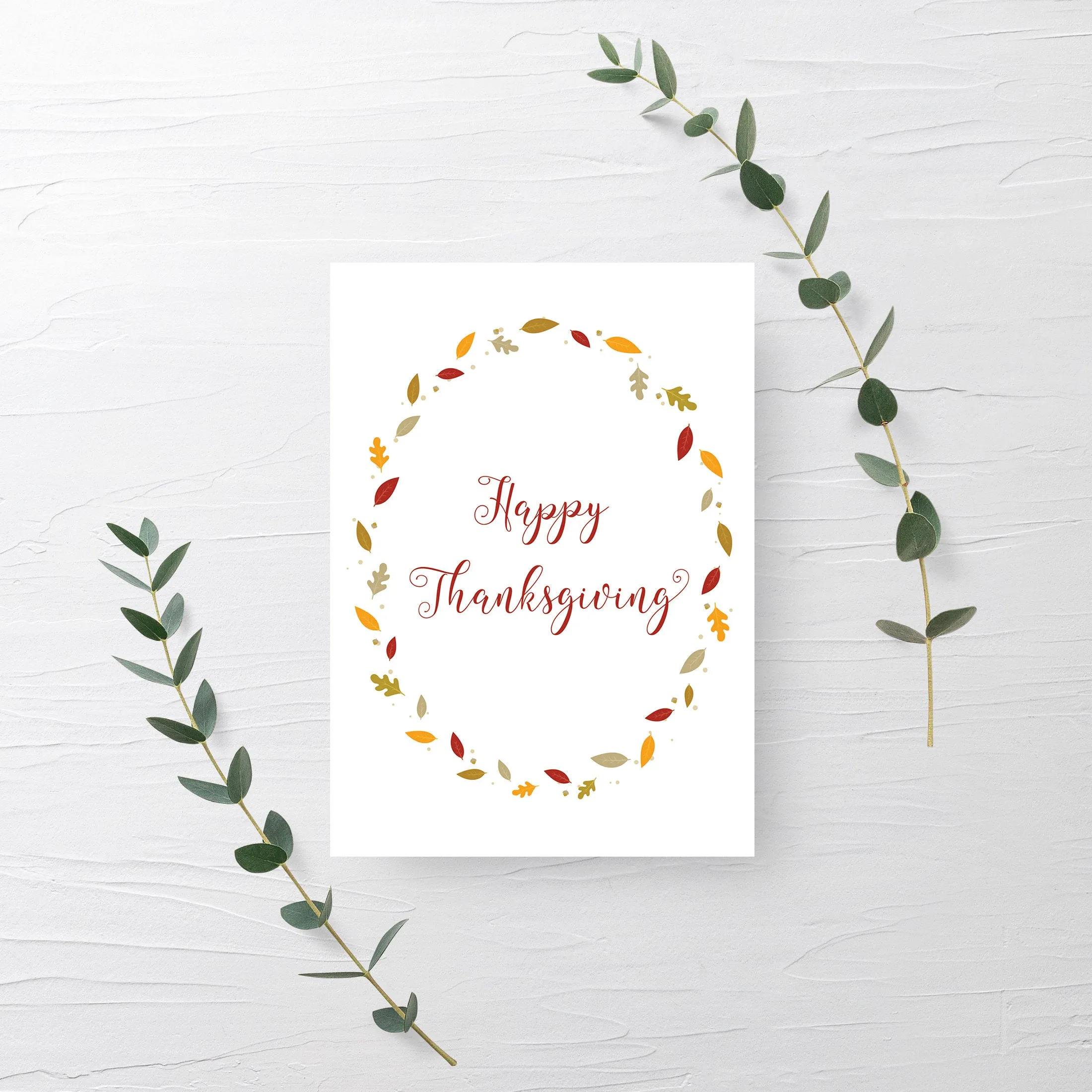 Fall Leaves Happy Thanksgiving Sign Printable, INSTANT DOWNLOAD - FL100