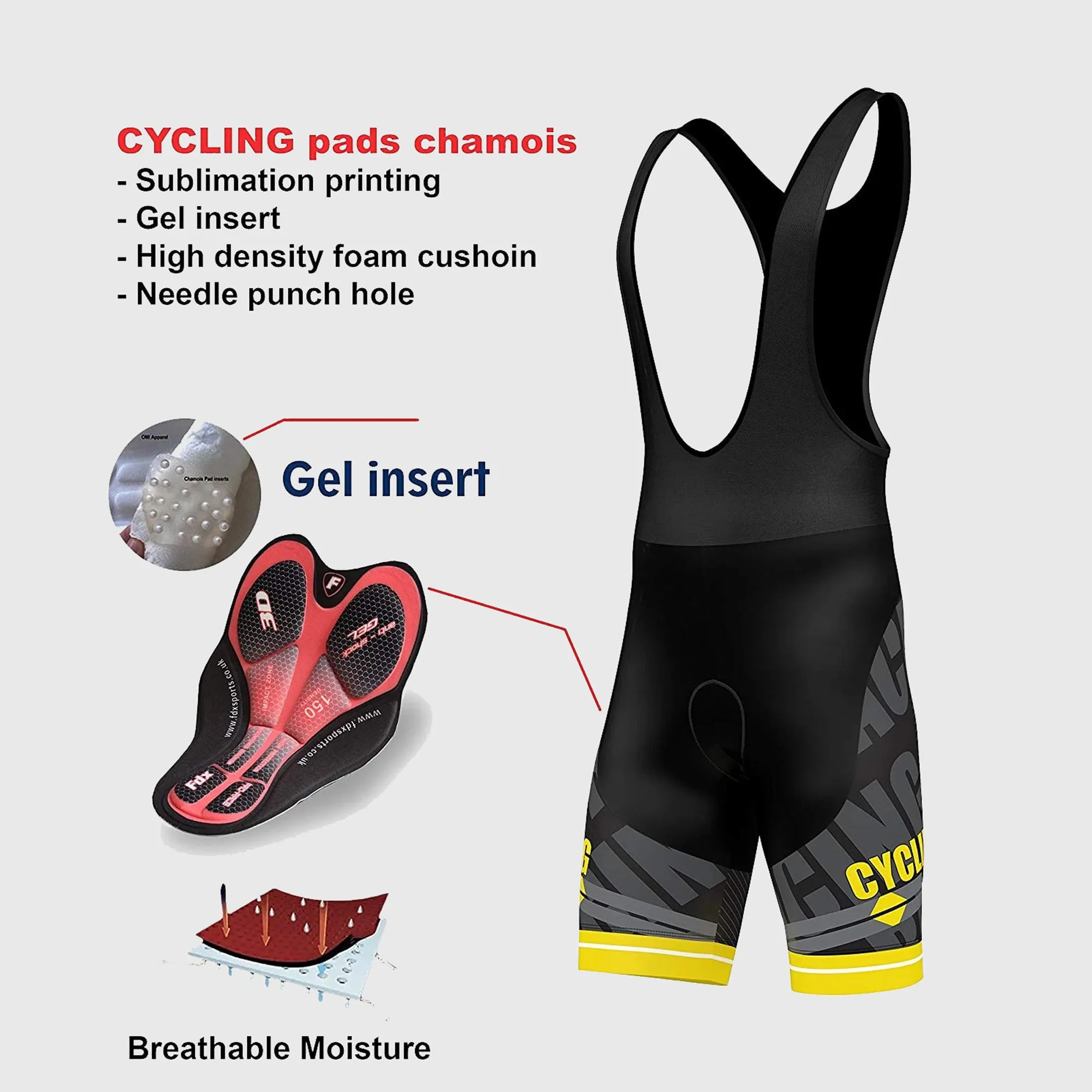 Fdx Core Yellow Men's & Boy's Summer Cycling Bib Shorts