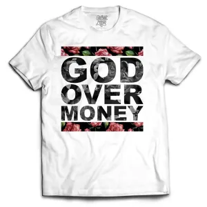 God Over Money White Floral Tee