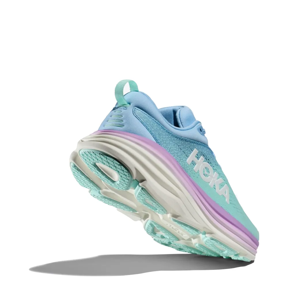 Hoka Women's Bondi 8 Running Sneaker in Airy Blue/Sunlit Ocean