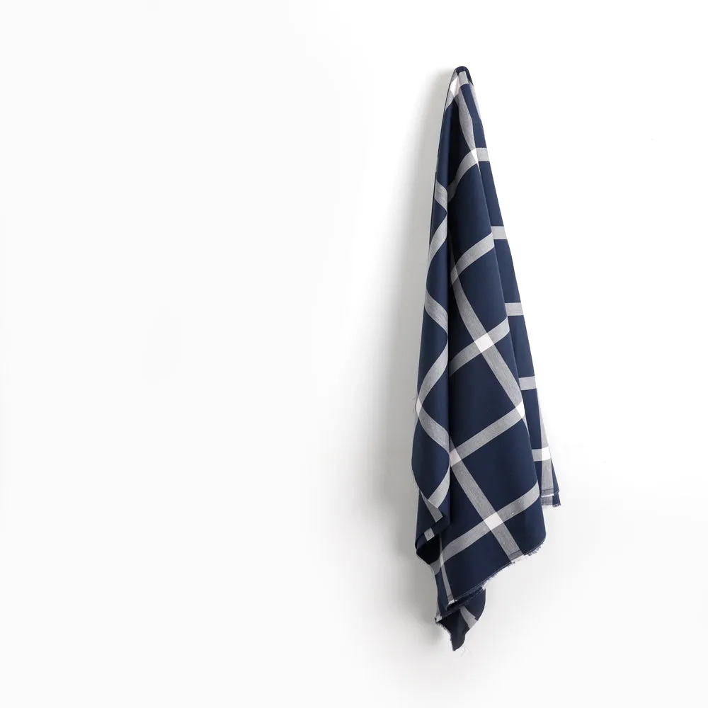 Jumbo Windowpane Check Cotton - Navy (pieces)