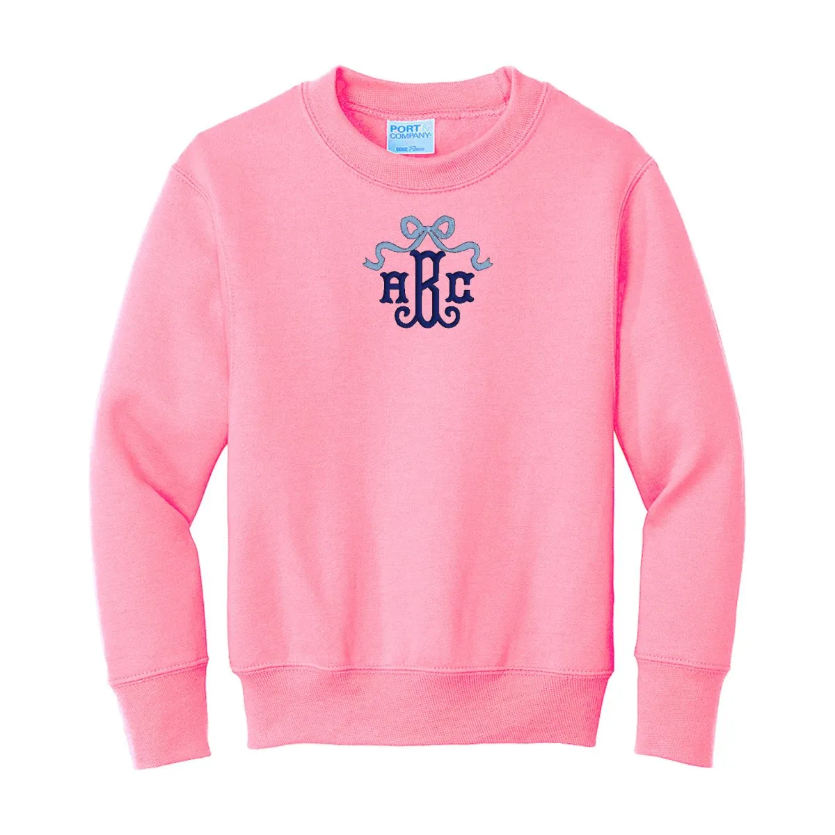 Kids Monogrammed 'Bow' Crewneck Sweatshirt