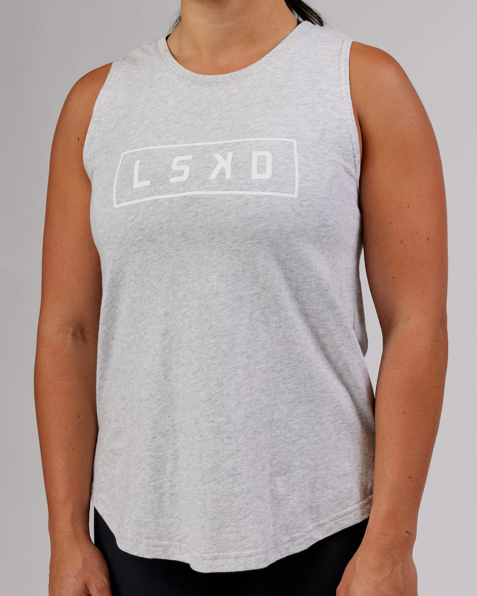 Luna Tank - Light Grey Marl-White