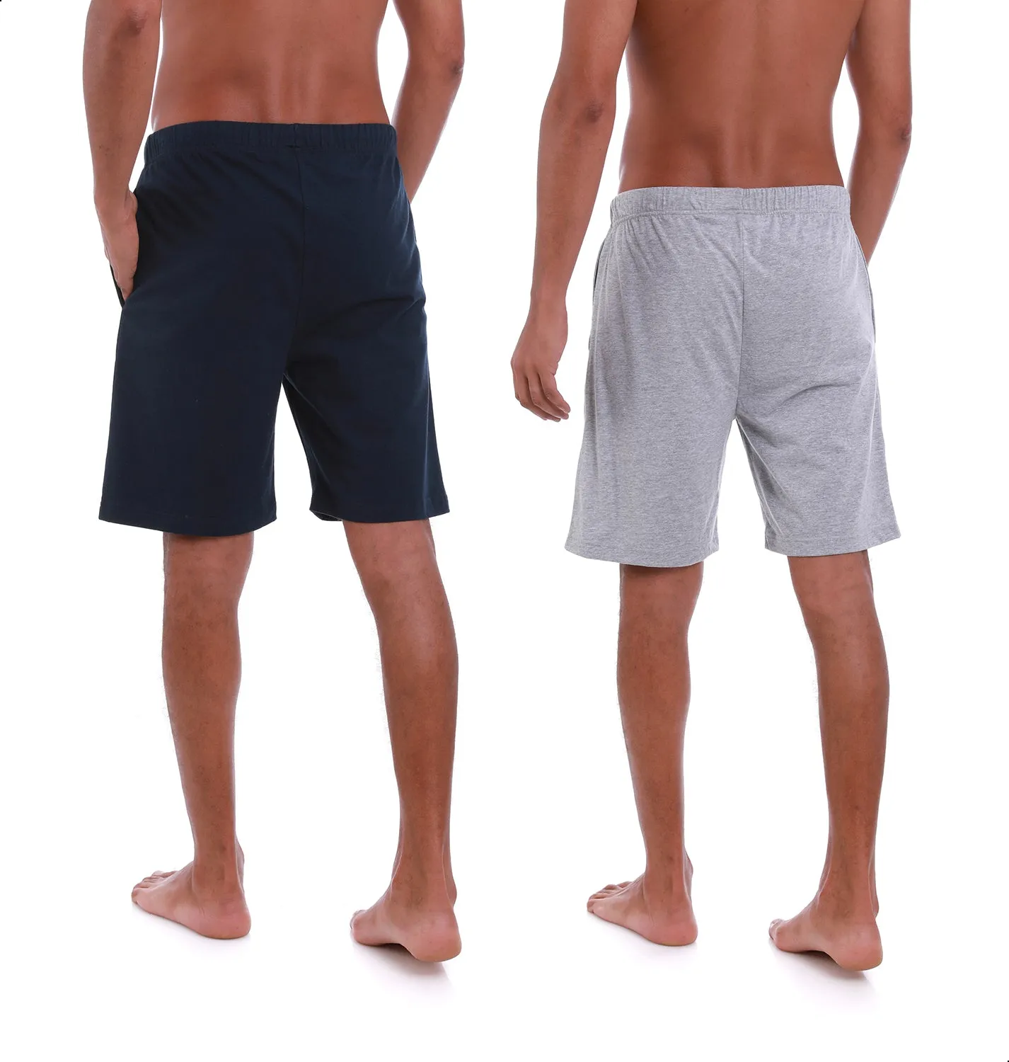 MEN’S NAVY/HEATHER GREY KNIT LOUNGE SHORTS - 2 PK