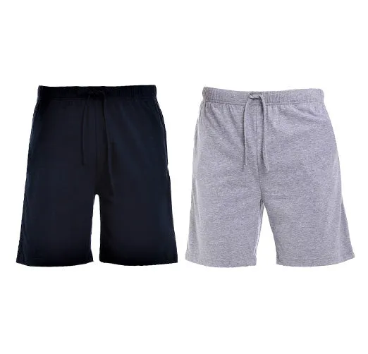 MEN’S NAVY/HEATHER GREY KNIT LOUNGE SHORTS - 2 PK