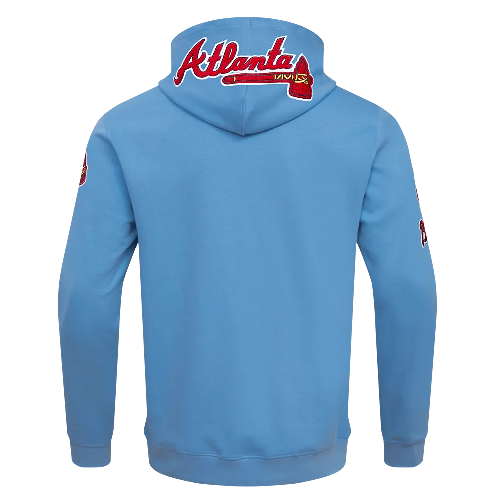 MLB ATLANTA BRAVES CLASSIC CHENILLE MEN'S PO HOODIE (UNIVERSITY BLUE)