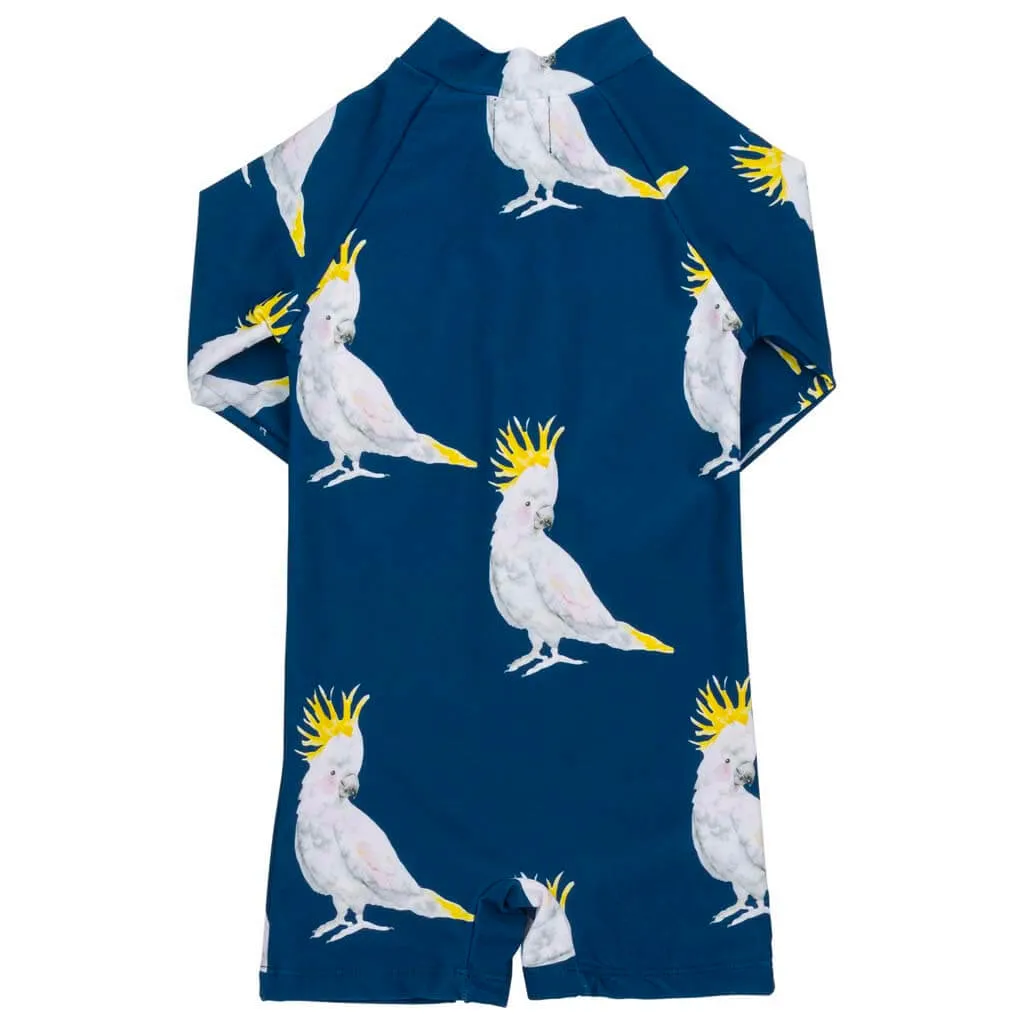 Navy Cockatoo Unisex Long Sleeve Zip Swimmers