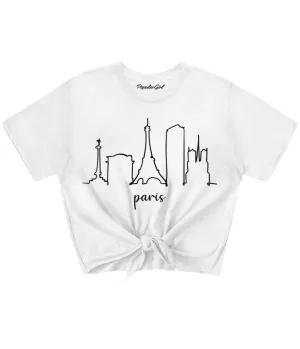 Paris Skyline Tie Front Tee