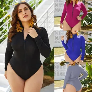 Plus Size Swimwear Long Sleeve Sexy One Piece Swimsuit