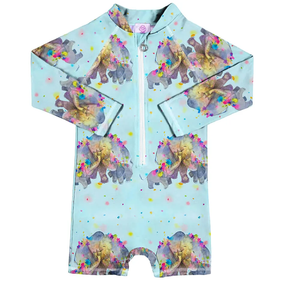 PREORDER Confetti Elephants Unisex Long Sleeve Zip Swimmers (Ships w/c 2nd Dec)