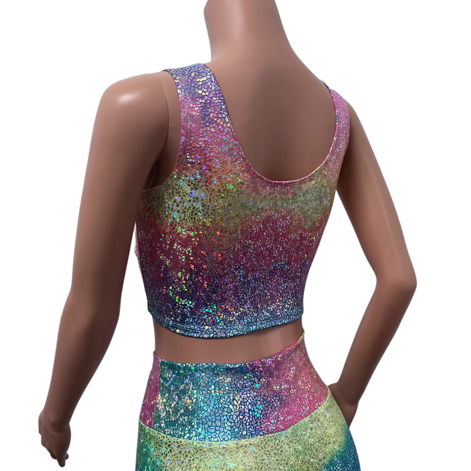 Rainbow Avatar Holographic Ring Crop Top