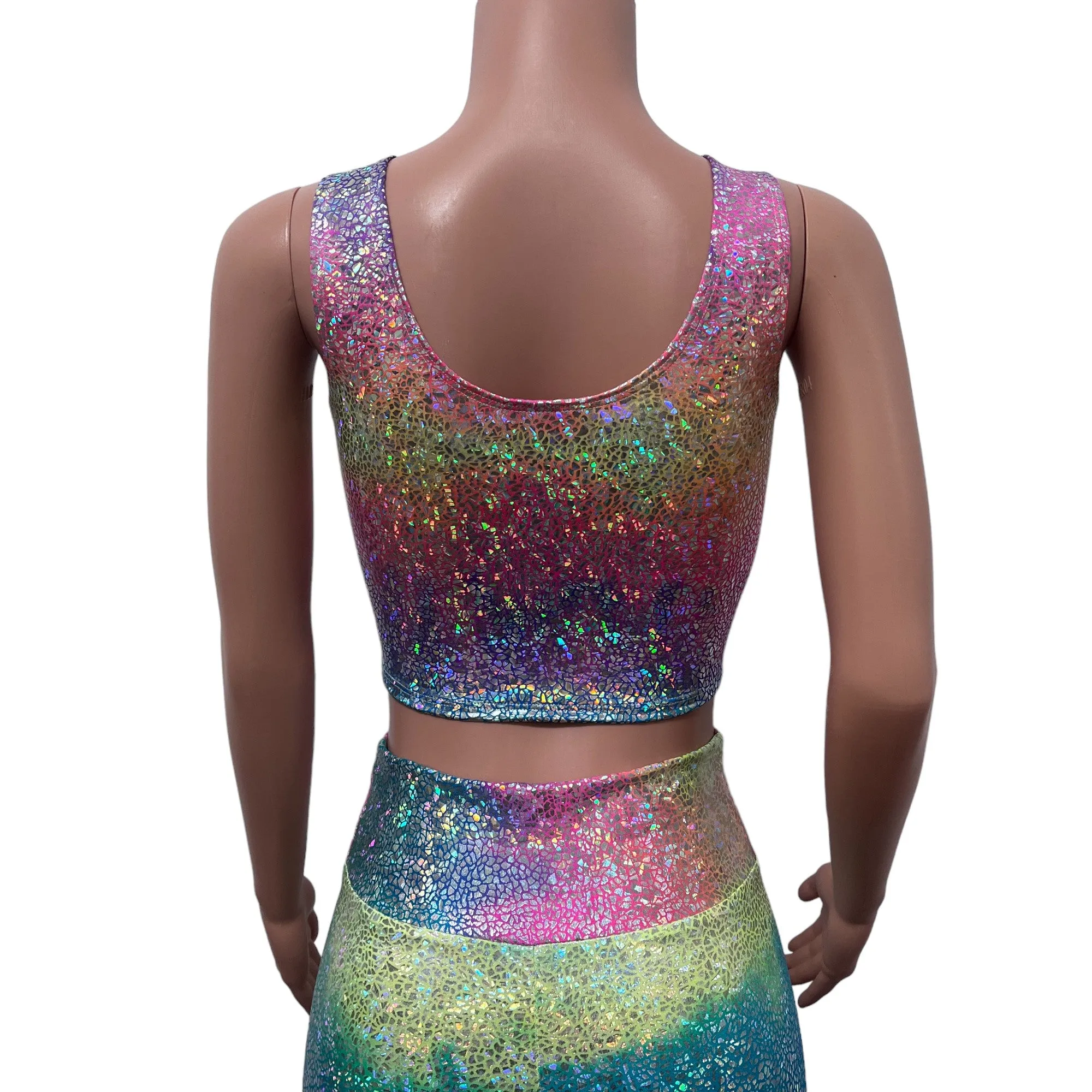 Rainbow Avatar Holographic Ring Crop Top