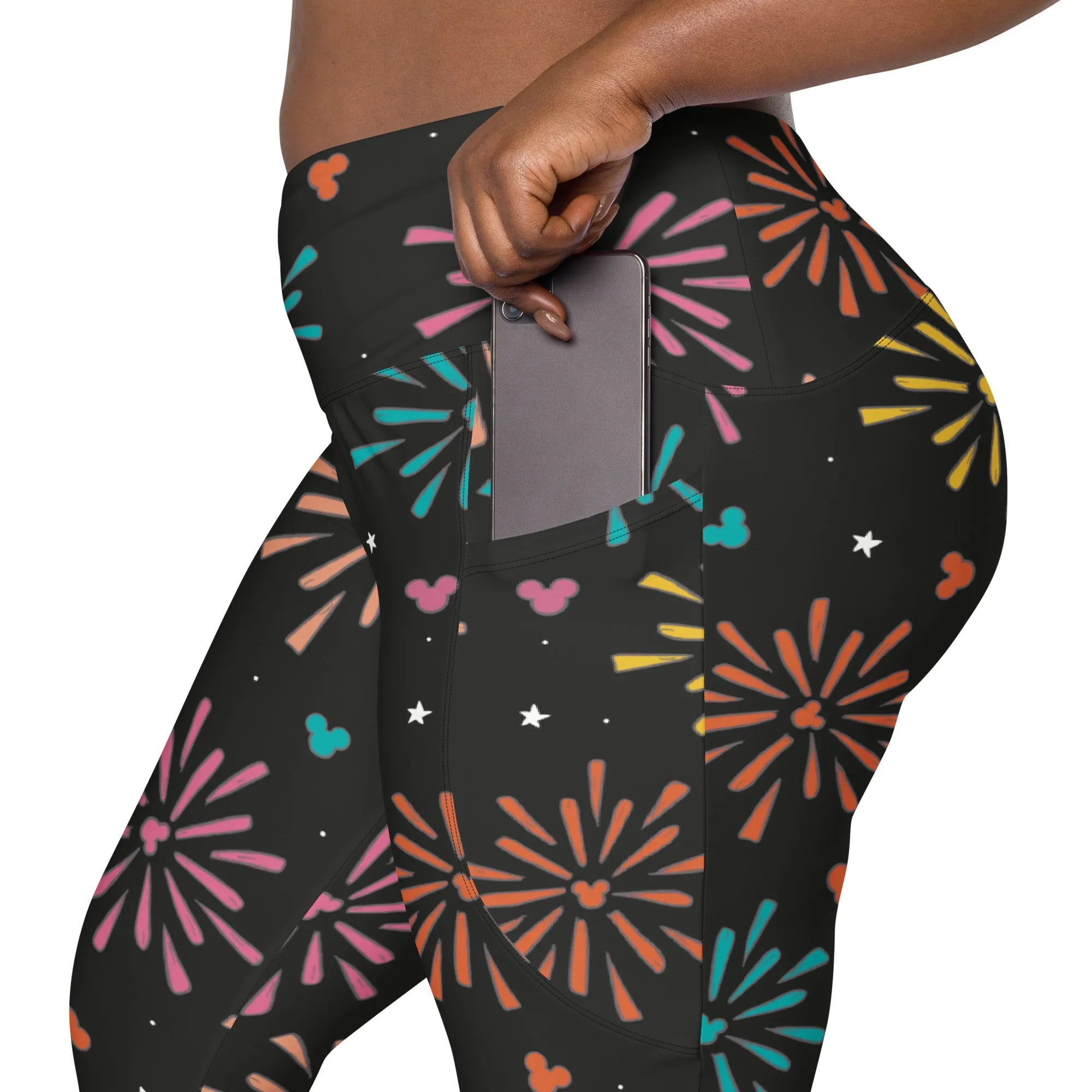 Rainbow Firework Mouse Leggings with pockets