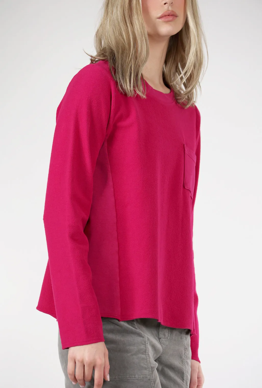 Reverse Fabric Pocket Top, Magenta