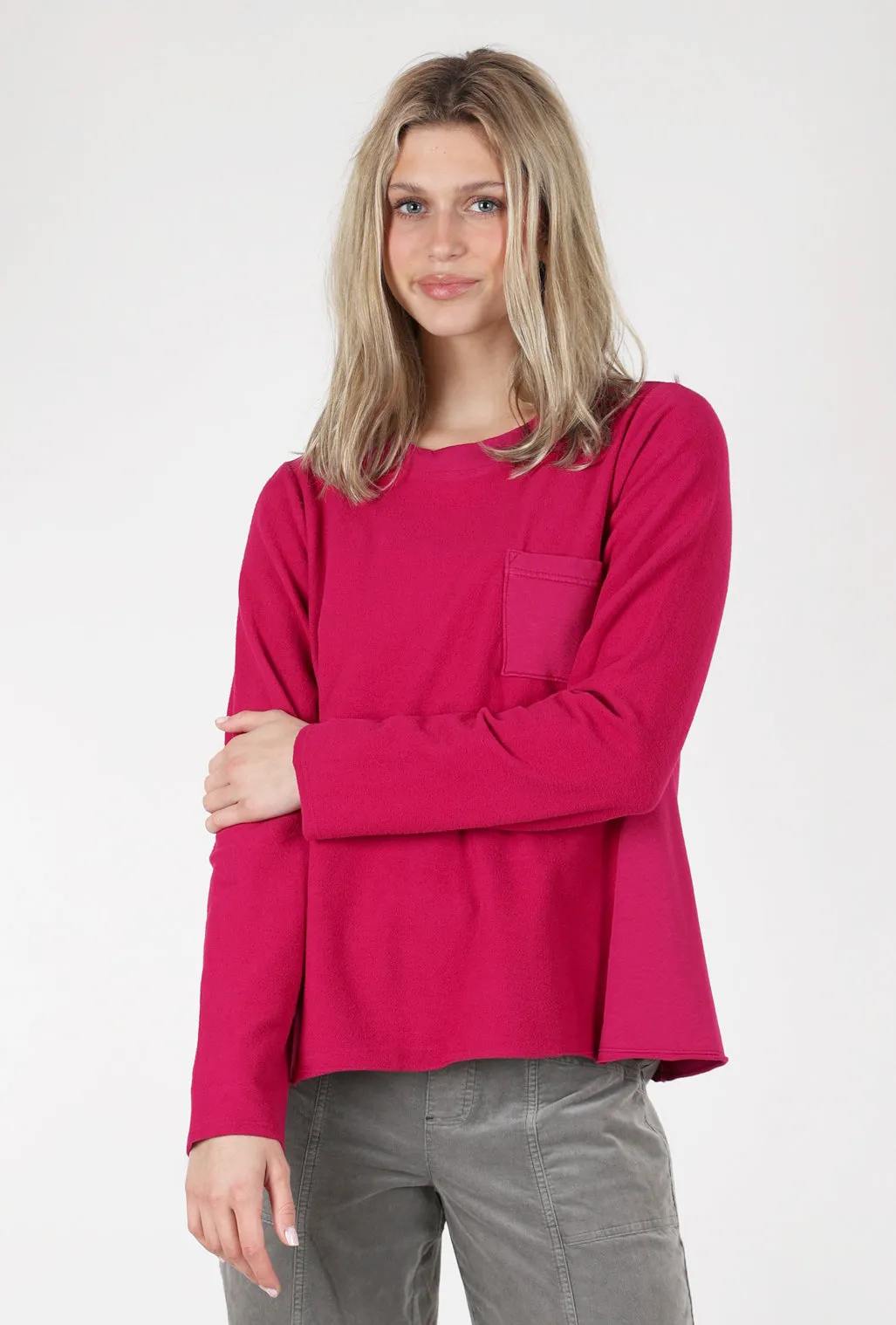 Reverse Fabric Pocket Top, Magenta