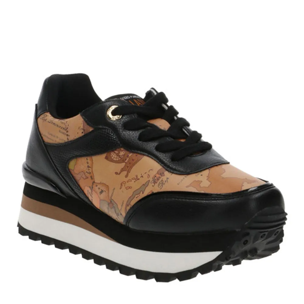 Scarpe Donna 1A Classe Alviero Martini Sneakers Running colore Nero e Geo Beige 1690